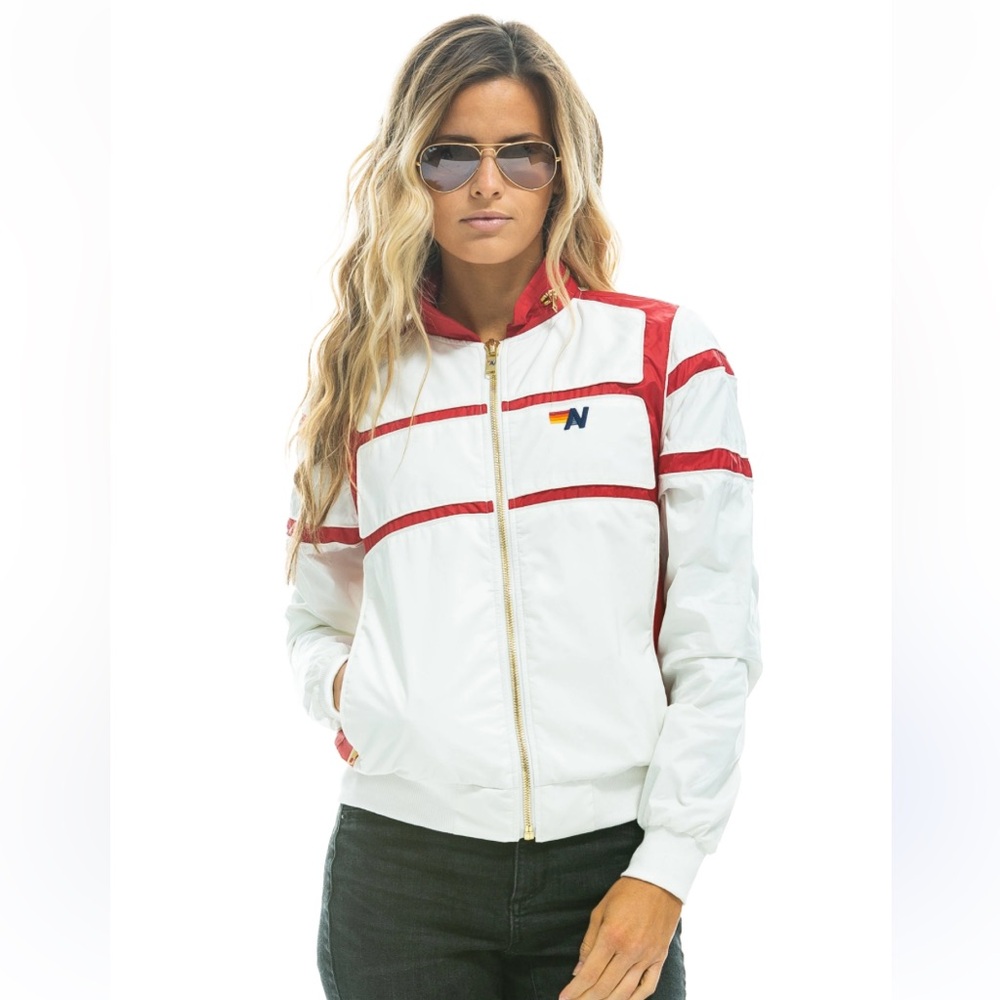 Aviator Nation Red and White Varsity Jacket
